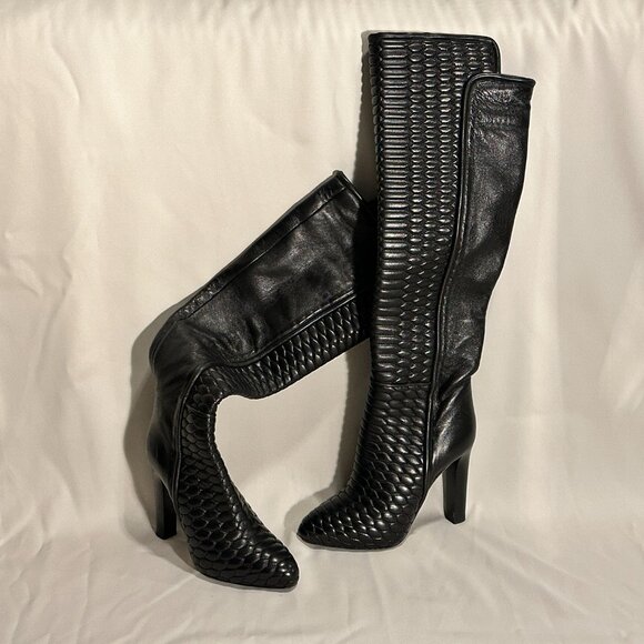 Roberto Cavalli Over the Knee Boots - Textured Black - Size 38 - Picture 4 of 6